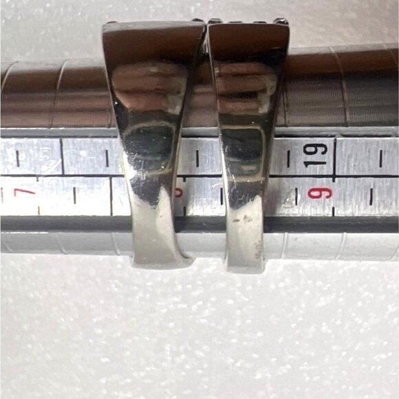 Wedding Ring Set Clear Cubic Zirconias Sz 8.5 27.3mm wide 9 rows Pave Cluster - Picture 5 of 12